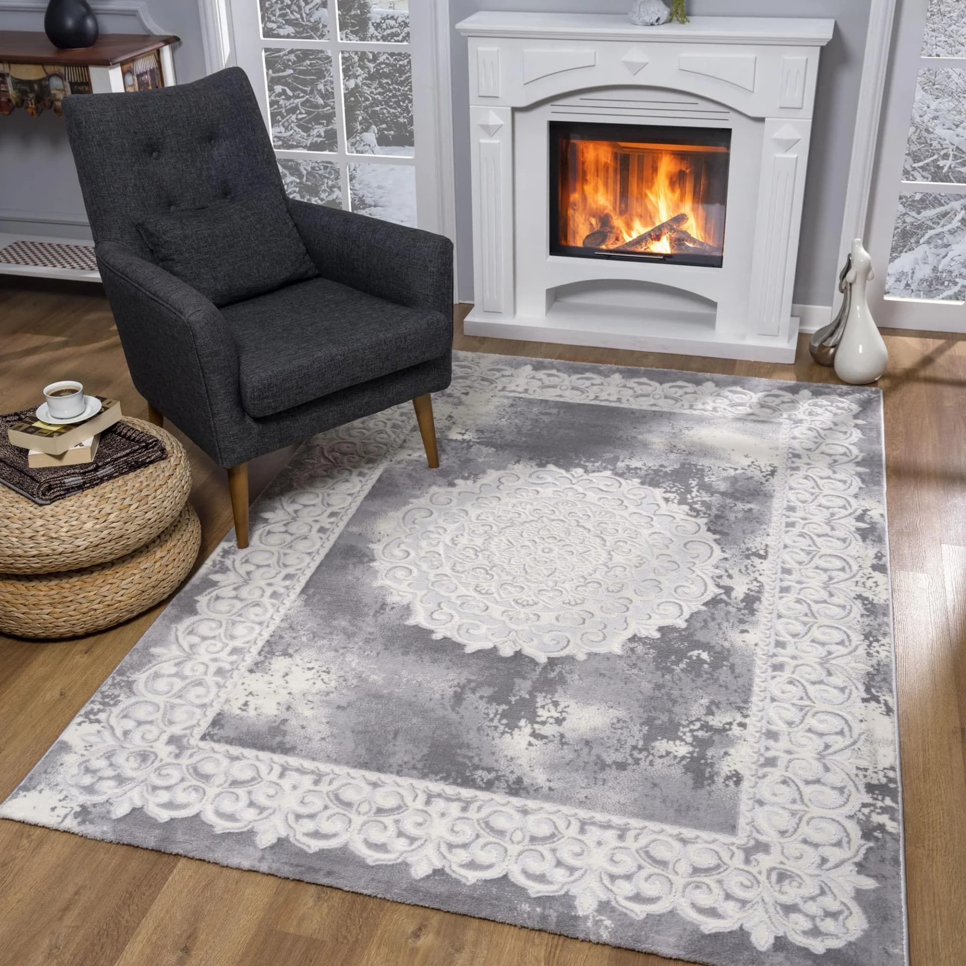 Teppich SANAT Harmony 3205 Hellgrau Kunstfaser