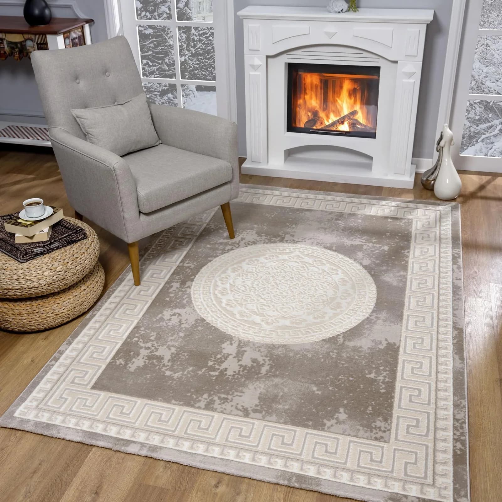 SANAT Harmony 3212 Teppich Beige Vintagedesign Kurzflor