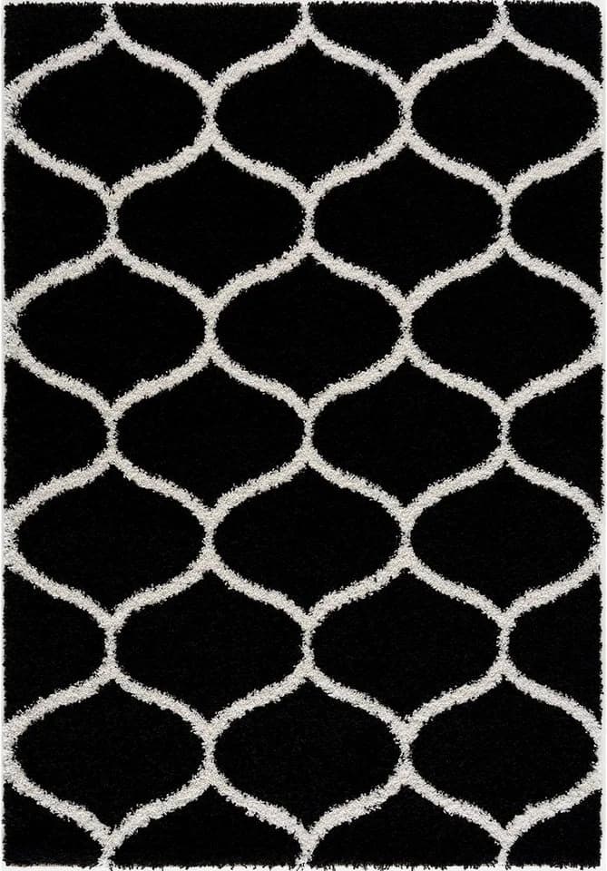 SANAT Hochflor-Teppich Madrid Schwarz Kunstfaser