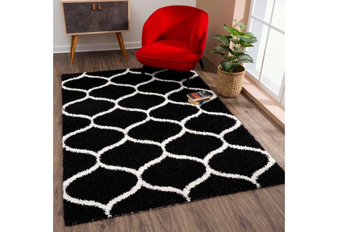 SANAT Hochflor-Teppich Madrid Schwarz Kunstfaser - Bild 2