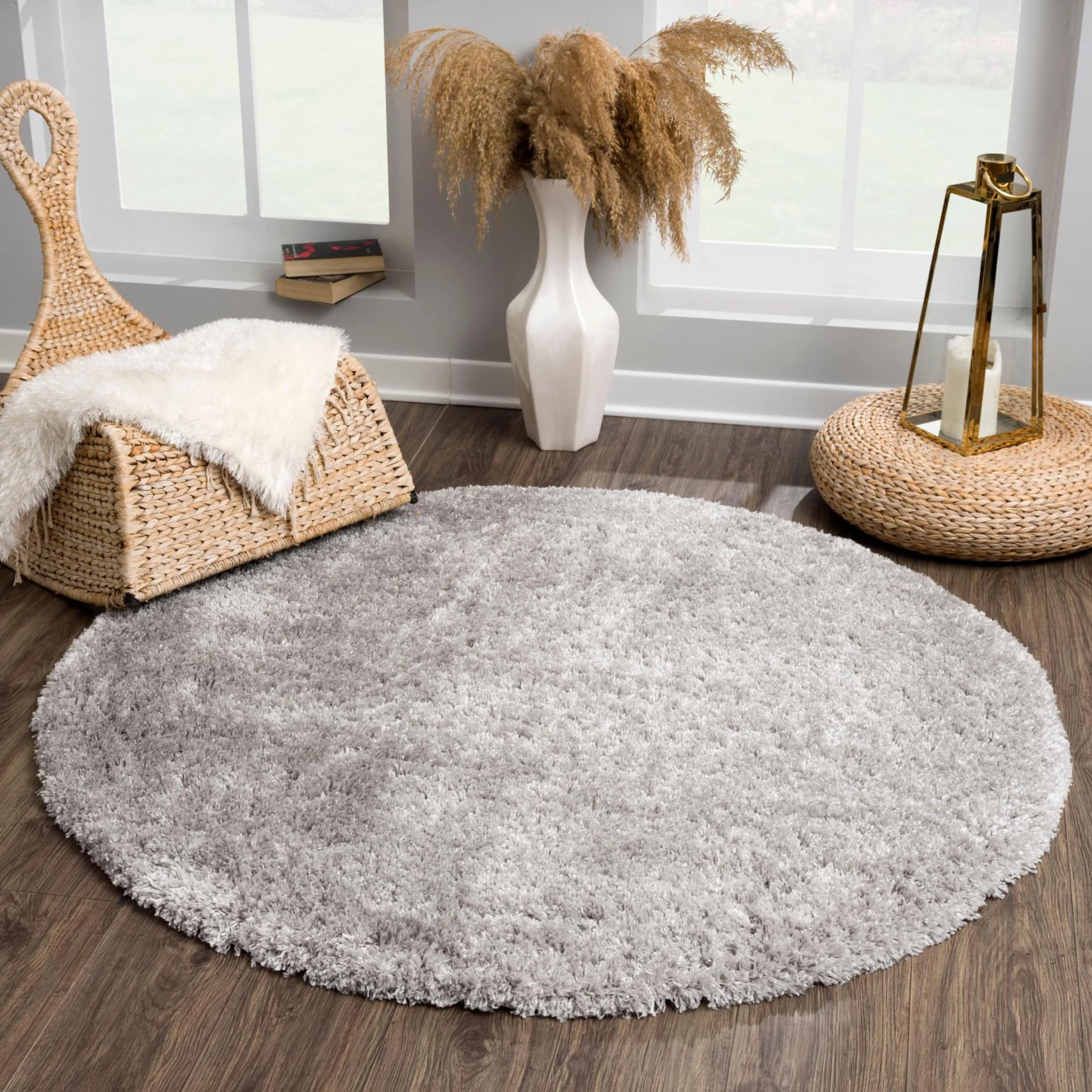 SANAT Teppich Porto Grau Hochflor Rund 120cm - Bild 4