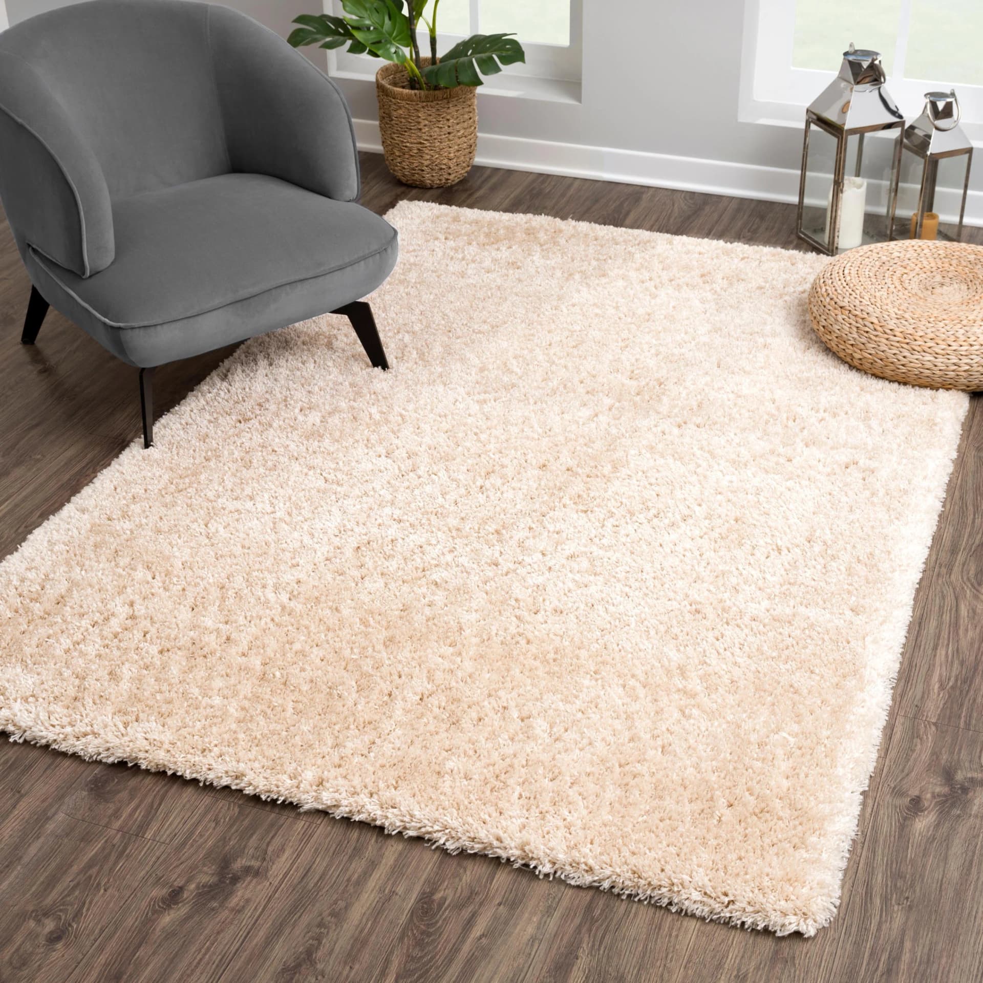 SANAT Porto Hochflor-Teppich Beige Kunstfaser