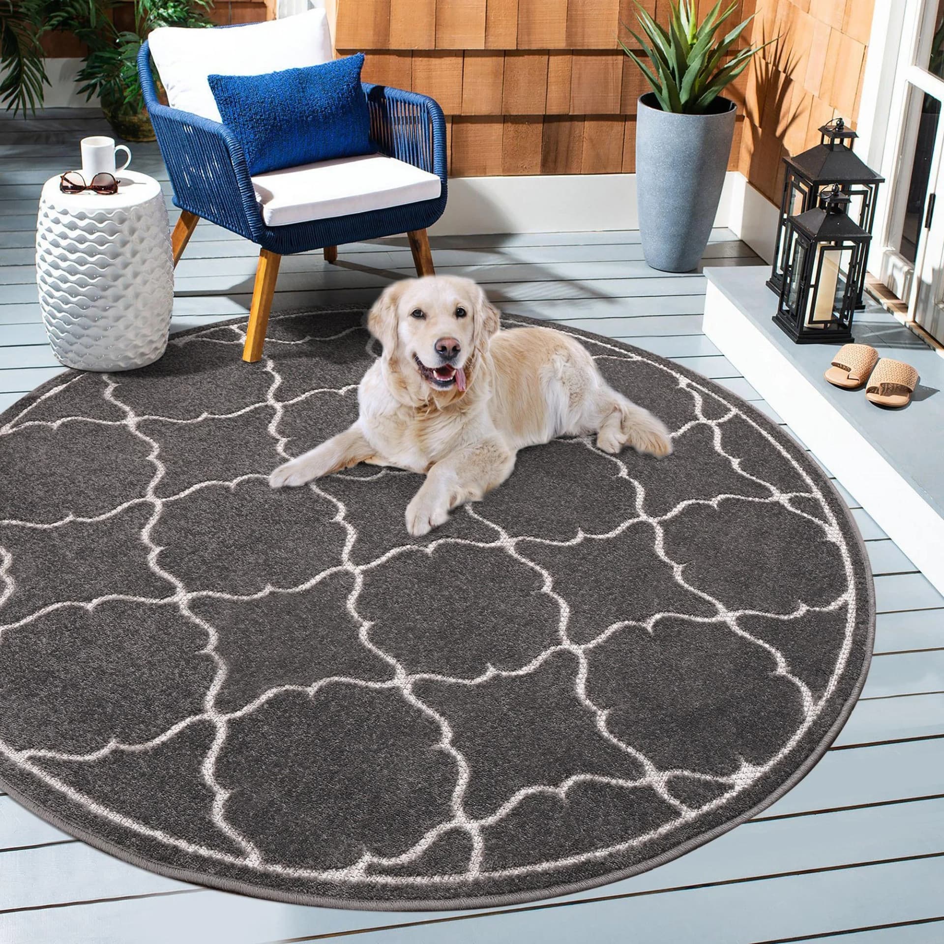 Teppich SANAT Berlin Grau Rund 150cm In- und Outdoor