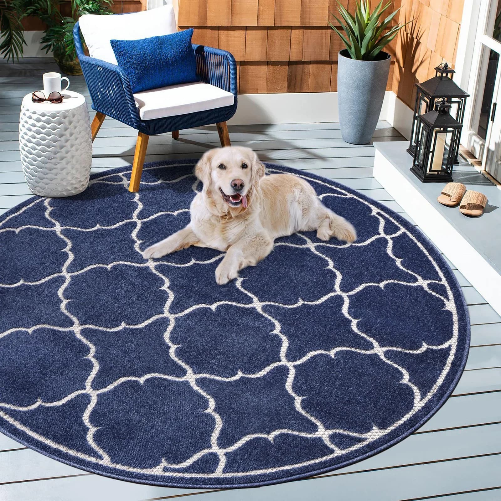 Teppich SANAT Berlin Blau 150cm In- und Outdoor geeignet