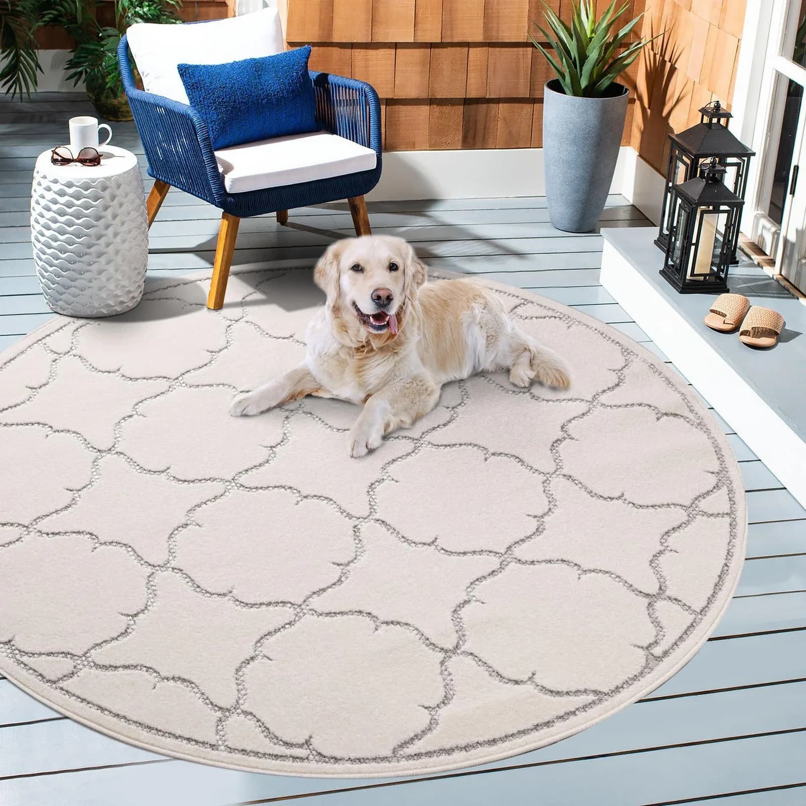 Teppich SANAT Berlin Beige Creme Outdoor Indoor Rund