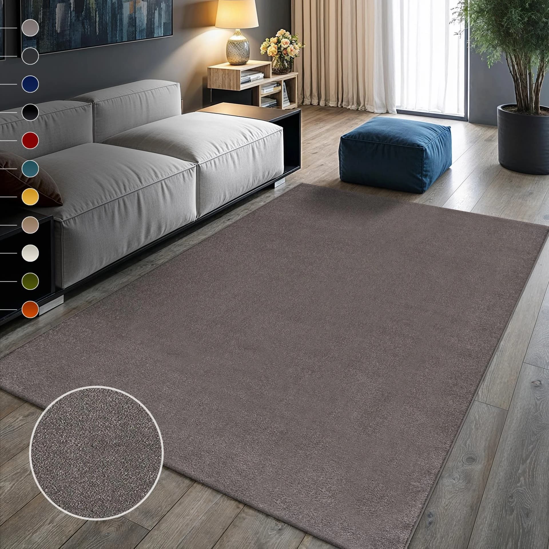 Teppich SANAT UNI Grau Kurzflor Robust