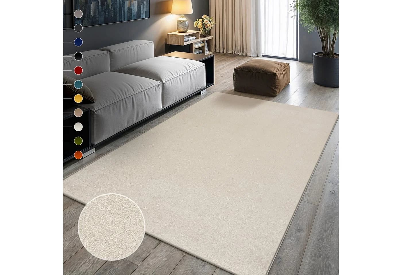 Sanat Teppich UNI Kurzflorteppich Beige - Bild 2