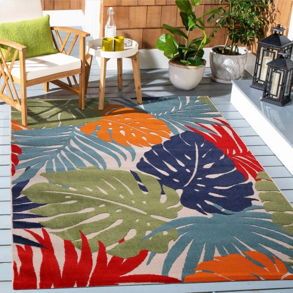 SANAT Floral Outdoor Teppich Bunt Florales Design In- und Outdoor - Bild 2
