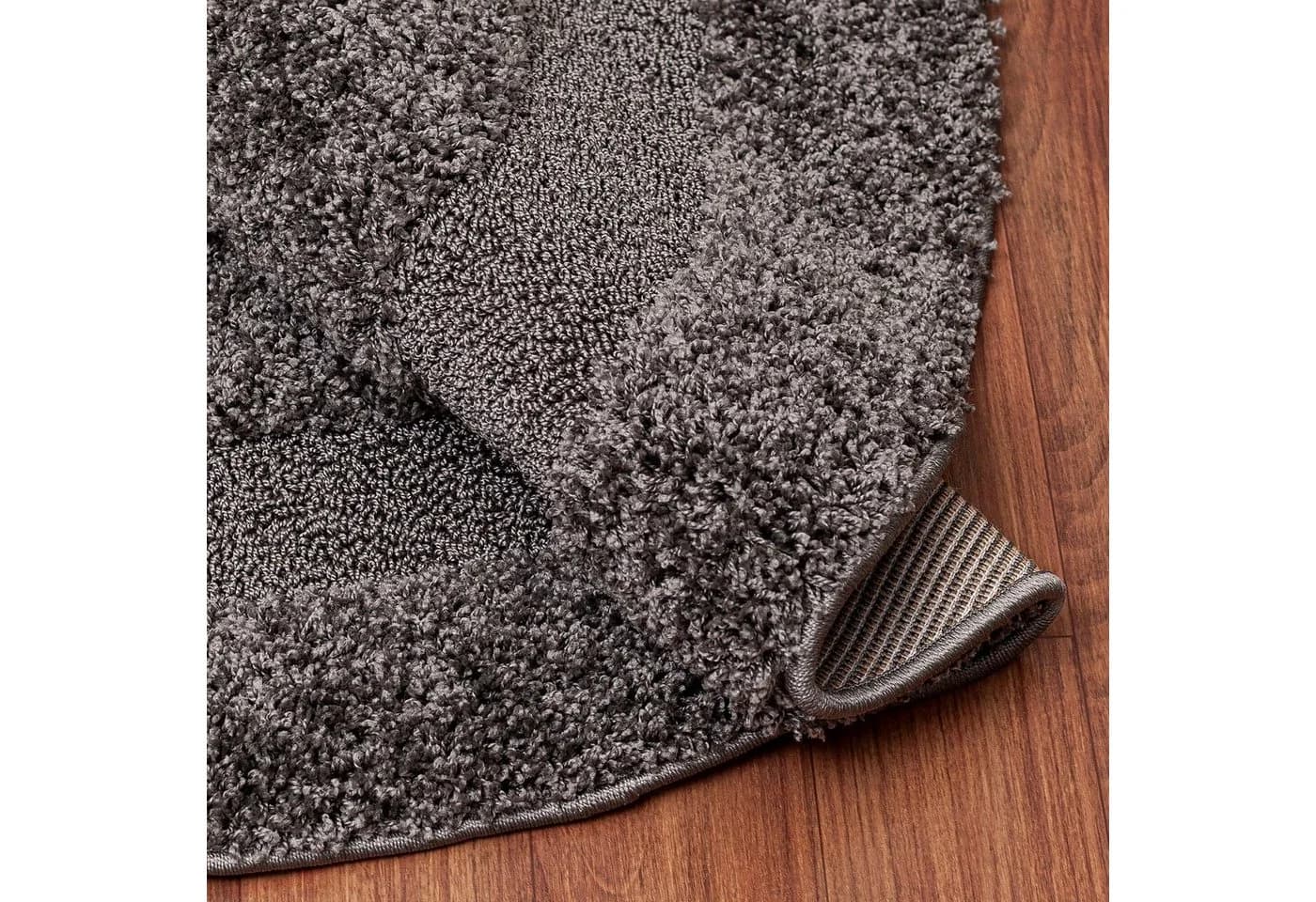 SANAT Luxus 3500 Hochflor-Teppich Grau Rund