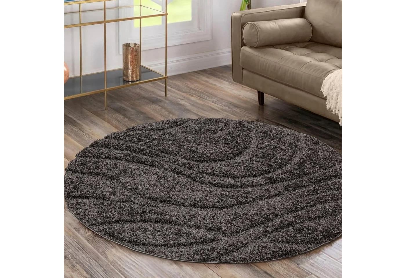 SANAT Hochflor-Teppich Luxus 3503 Grau Rund - Bild 2