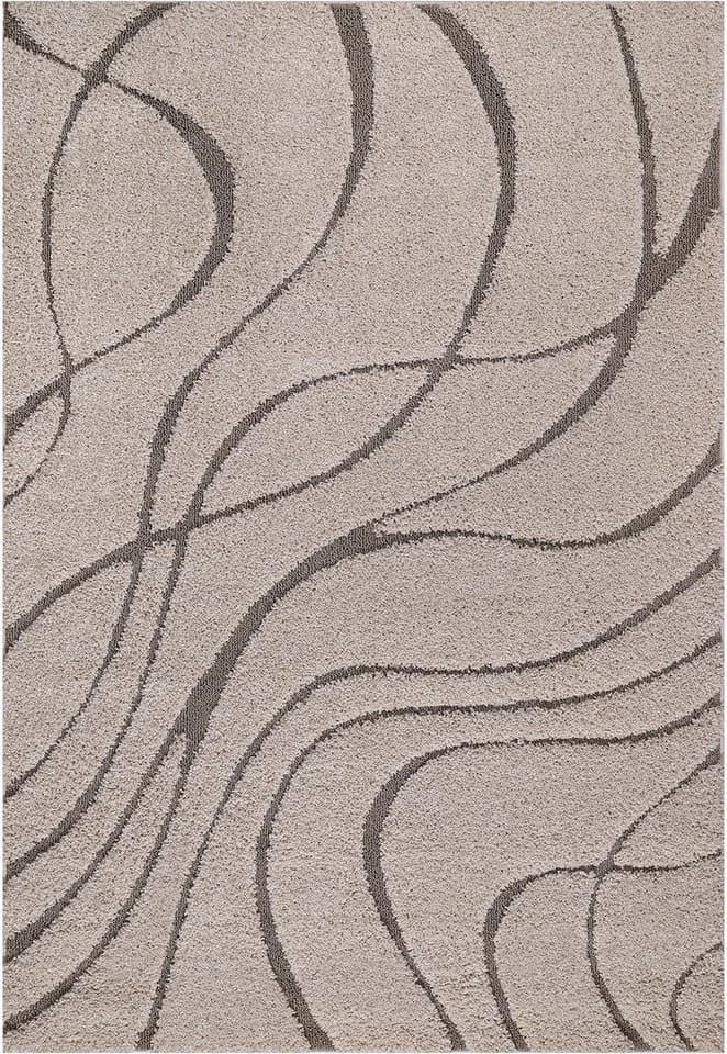 SANAT Luxus Teppich Hochflor Braun Creme 80x150cm