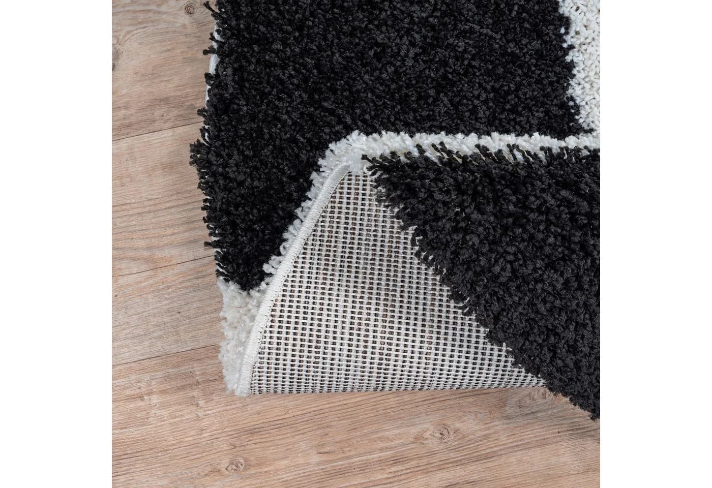 SANAT Hochflor-Teppich Milano 1250 Schwarz Rund