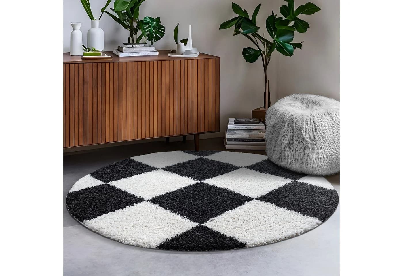 SANAT Hochflor-Teppich Milano 1250 Schwarz Rund - Bild 2