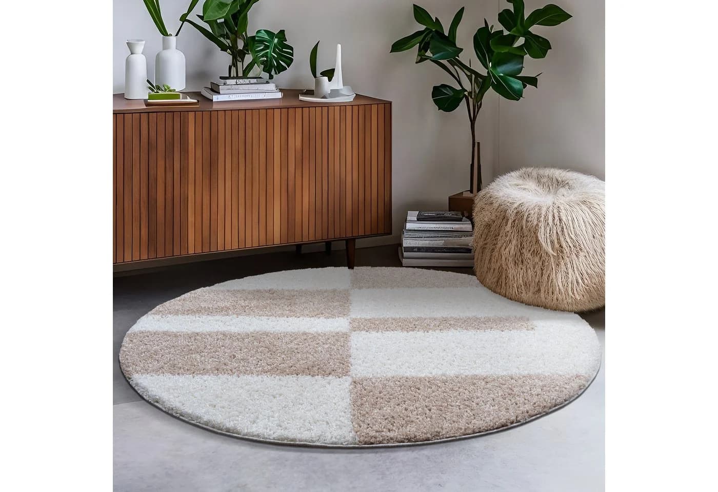 Sanat Hochflor-Teppich Milano Rund Beige - Bild 2