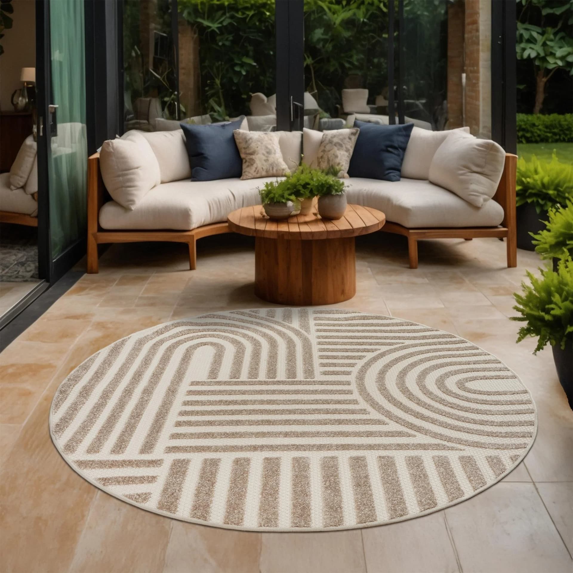 SANAT Berlin Teppich Beige In- und Outdoor