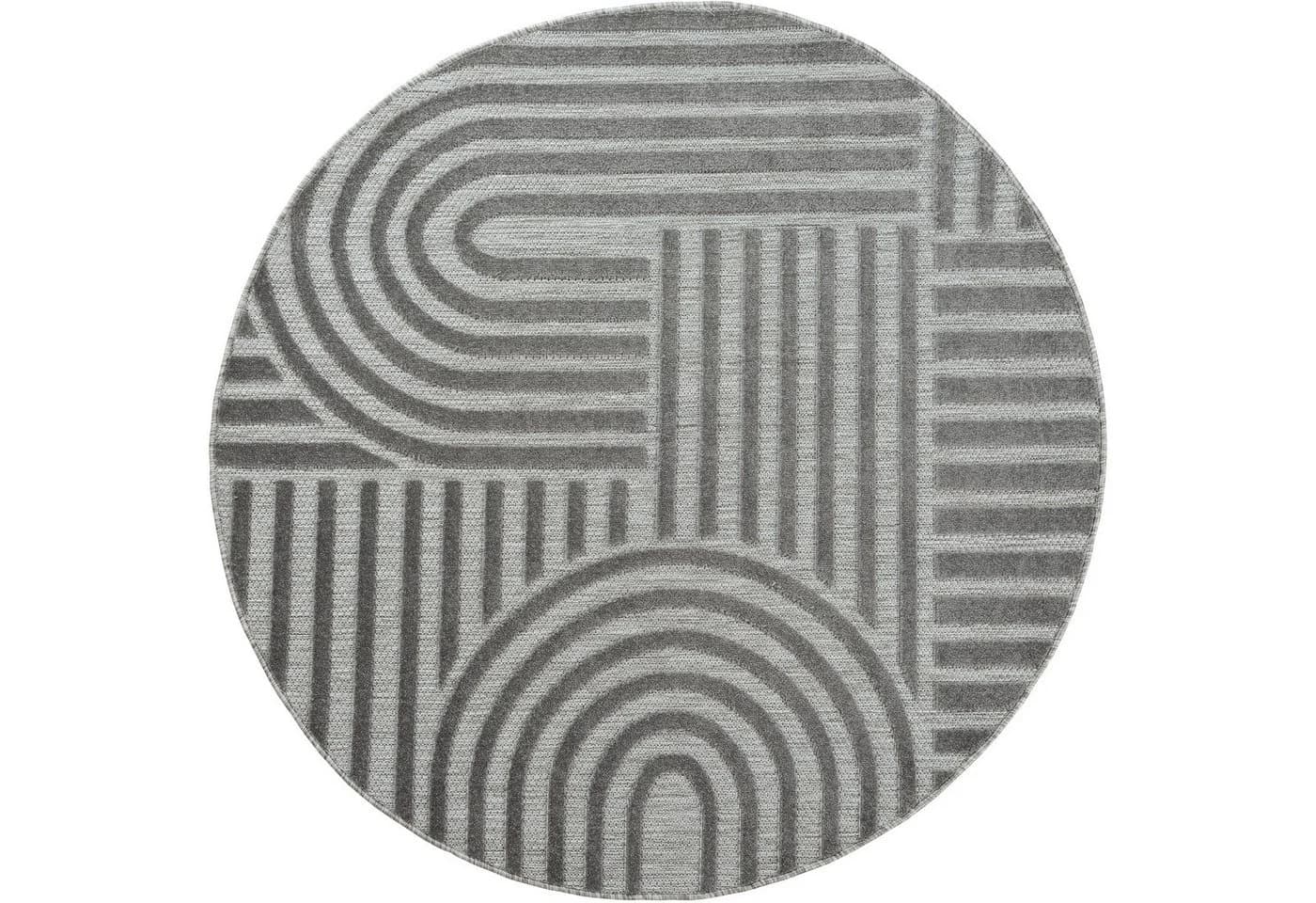 Teppich SANAT Berlin Grau Rund 200cm In- und Outdoor
