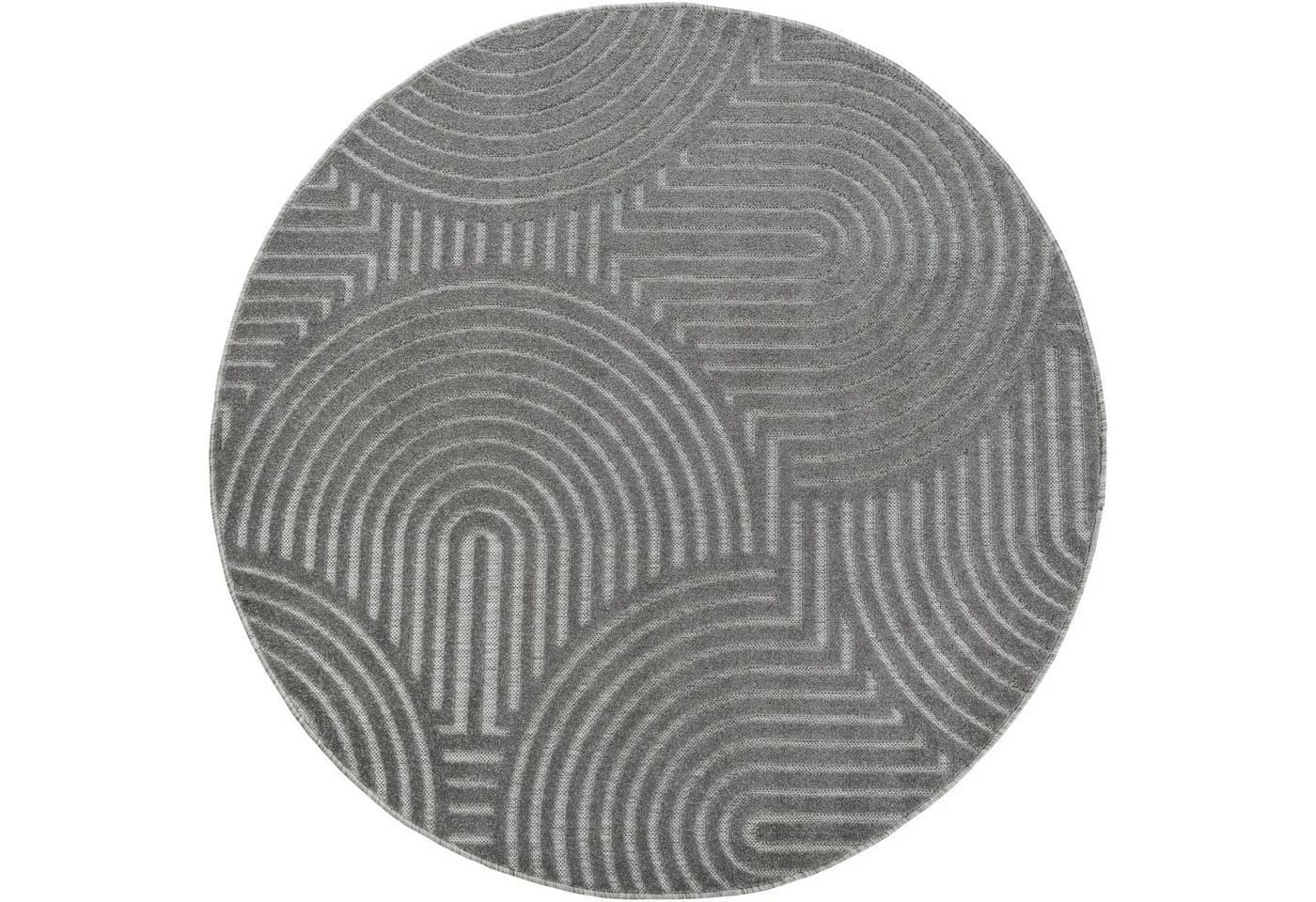 SANAT Teppich Berlin Rund Anthrazit In- und Outdoor
