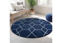 Boho Teppich aus Kunstfaser und Jute, Ø 150 cm, Marineblau Bild 2