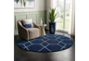 Boho Teppich aus Kunstfaser und Jute, Ø 150 cm, Marineblau Bild 3