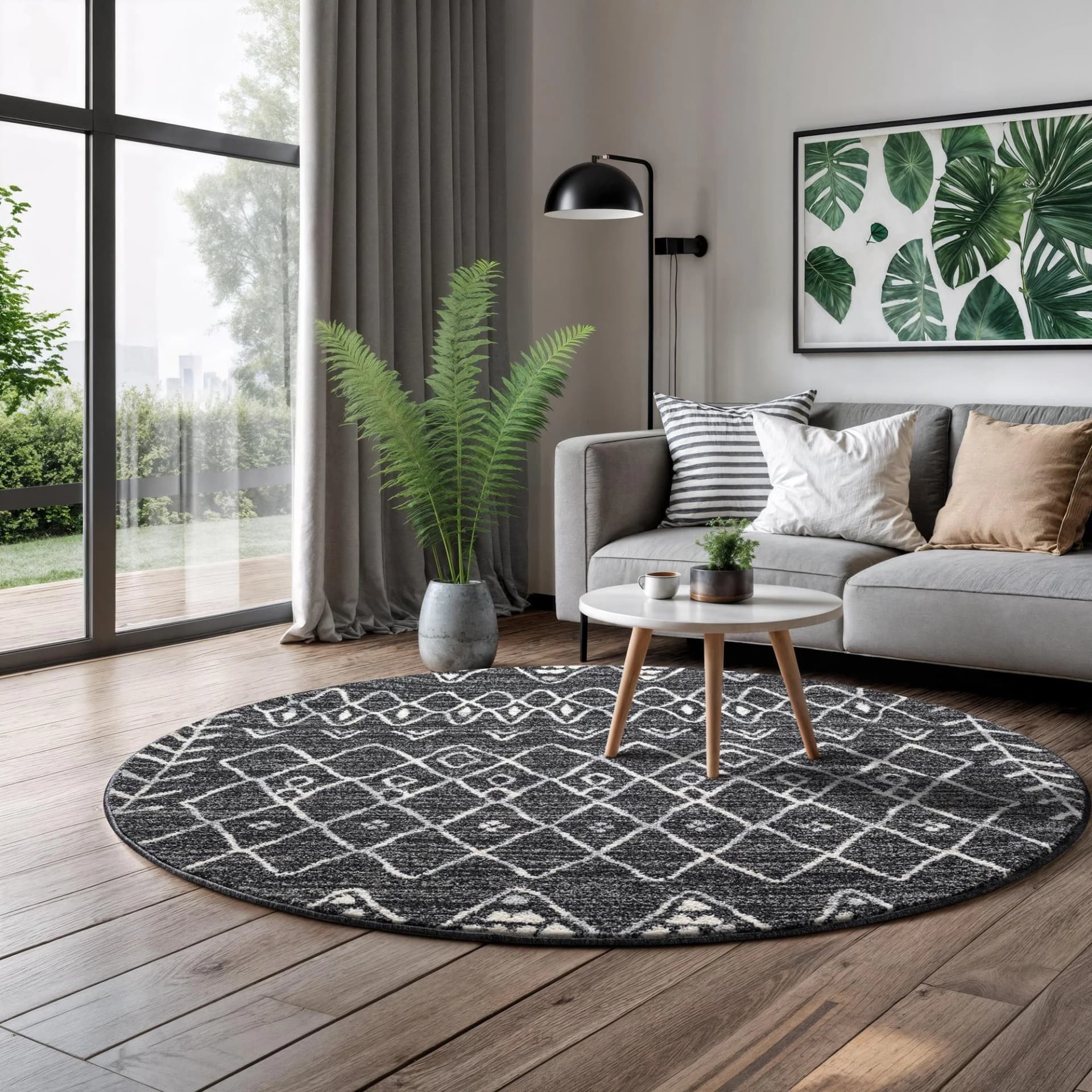 Sanat Boho 8200 Teppich Schwarz Kurzflor