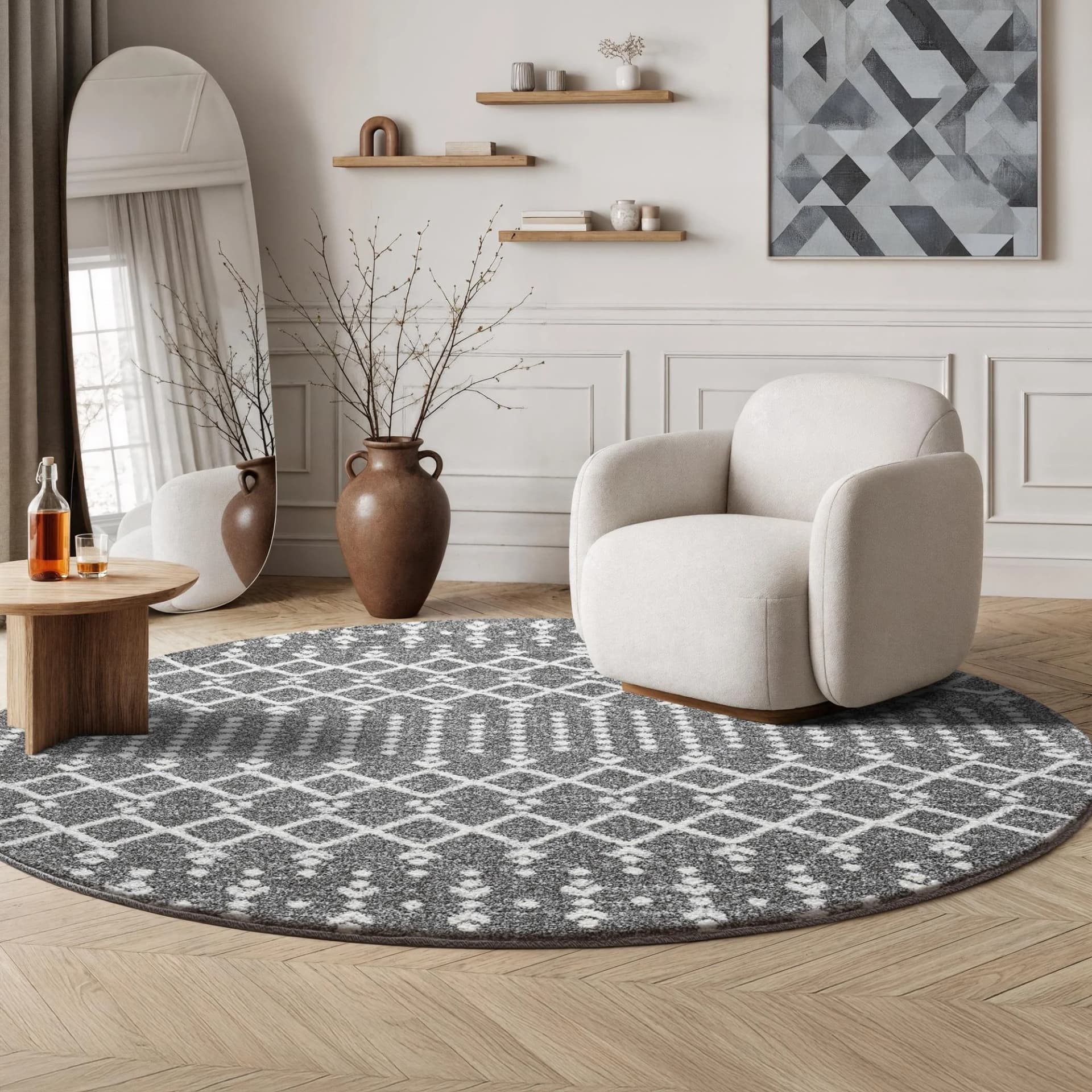 Sanat Boho 8203 Teppich Dunkelgrau