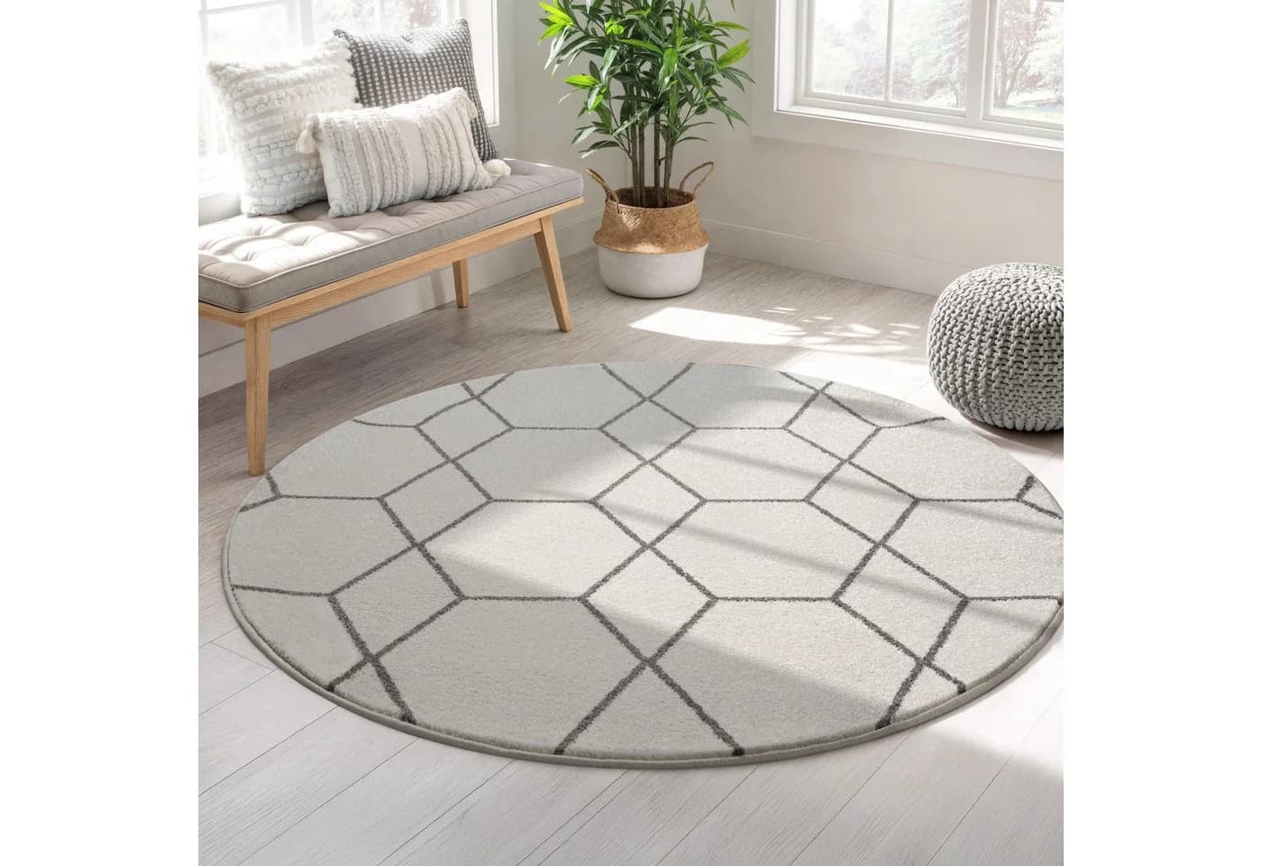 Teppich SANAT "Trellis" Creme Kurzflor Skandi Boho - Bild 2
