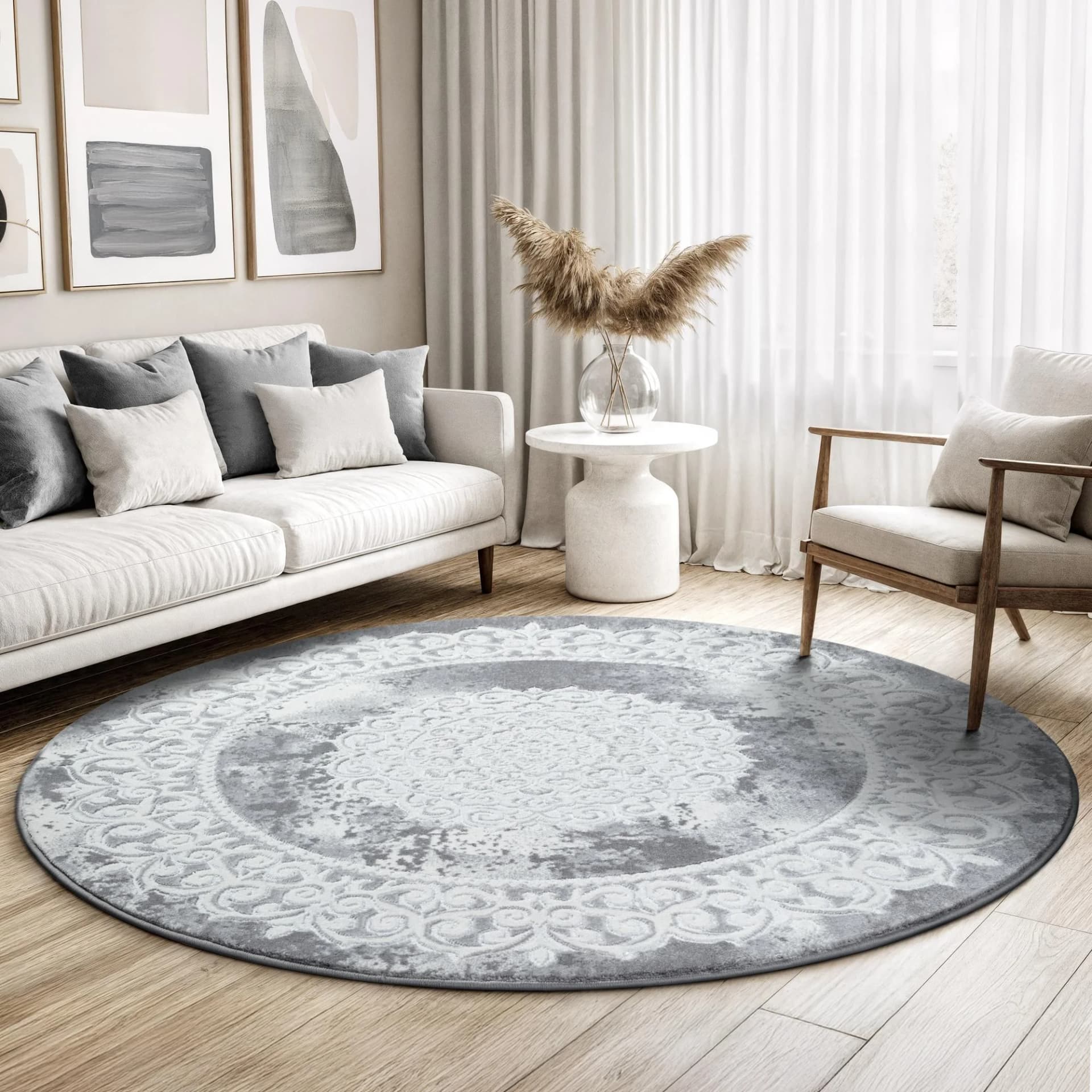 Sanat Teppich Harmony 3205 Hellgrau Kunstfaser