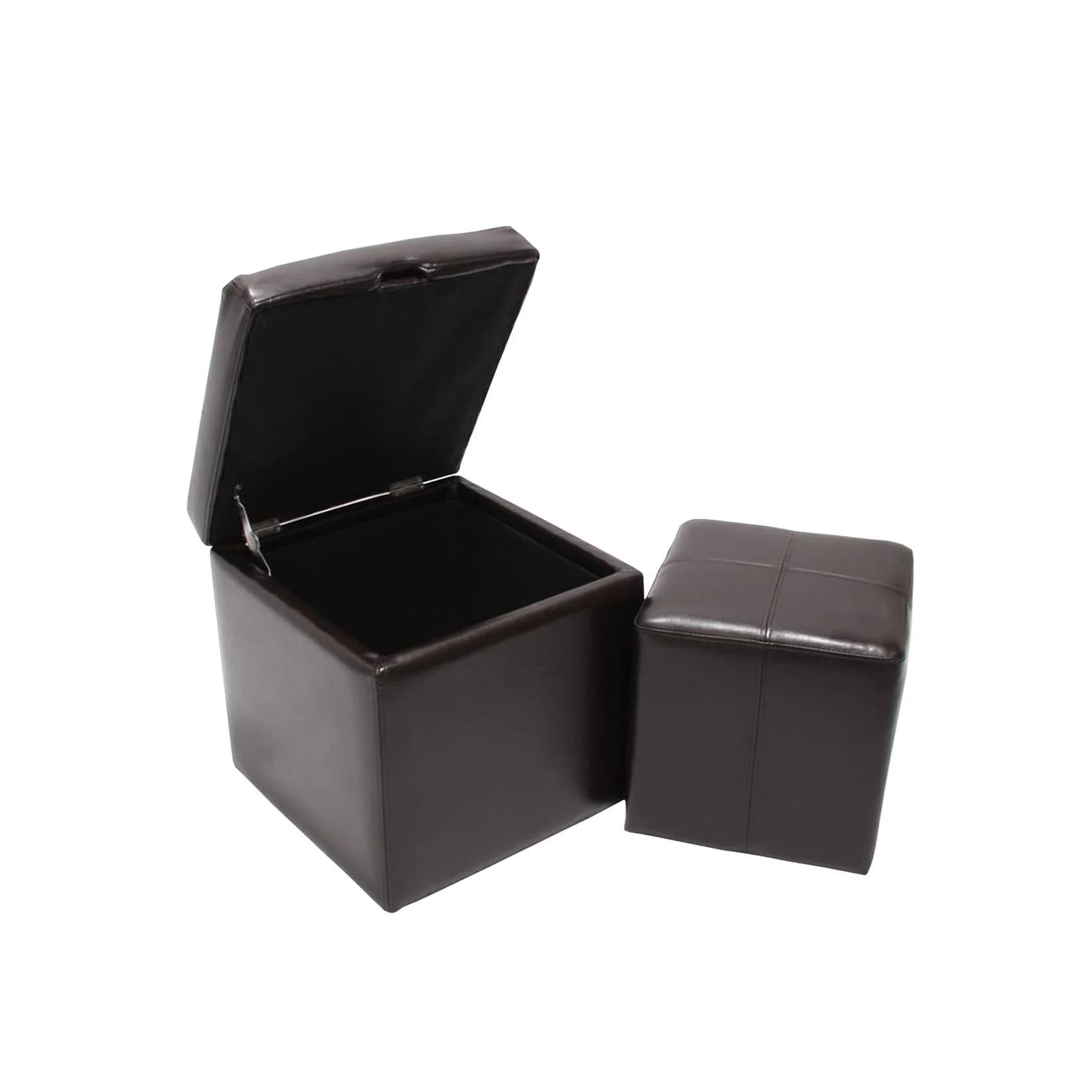 MCW 2er Set Hocker Carrara Braun Leder Kunstleder