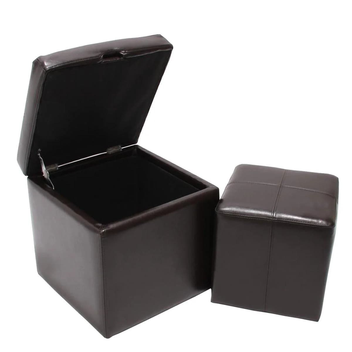 MCW 2er Set Hocker Carrara Braun Leder Kunstleder - Bild 2