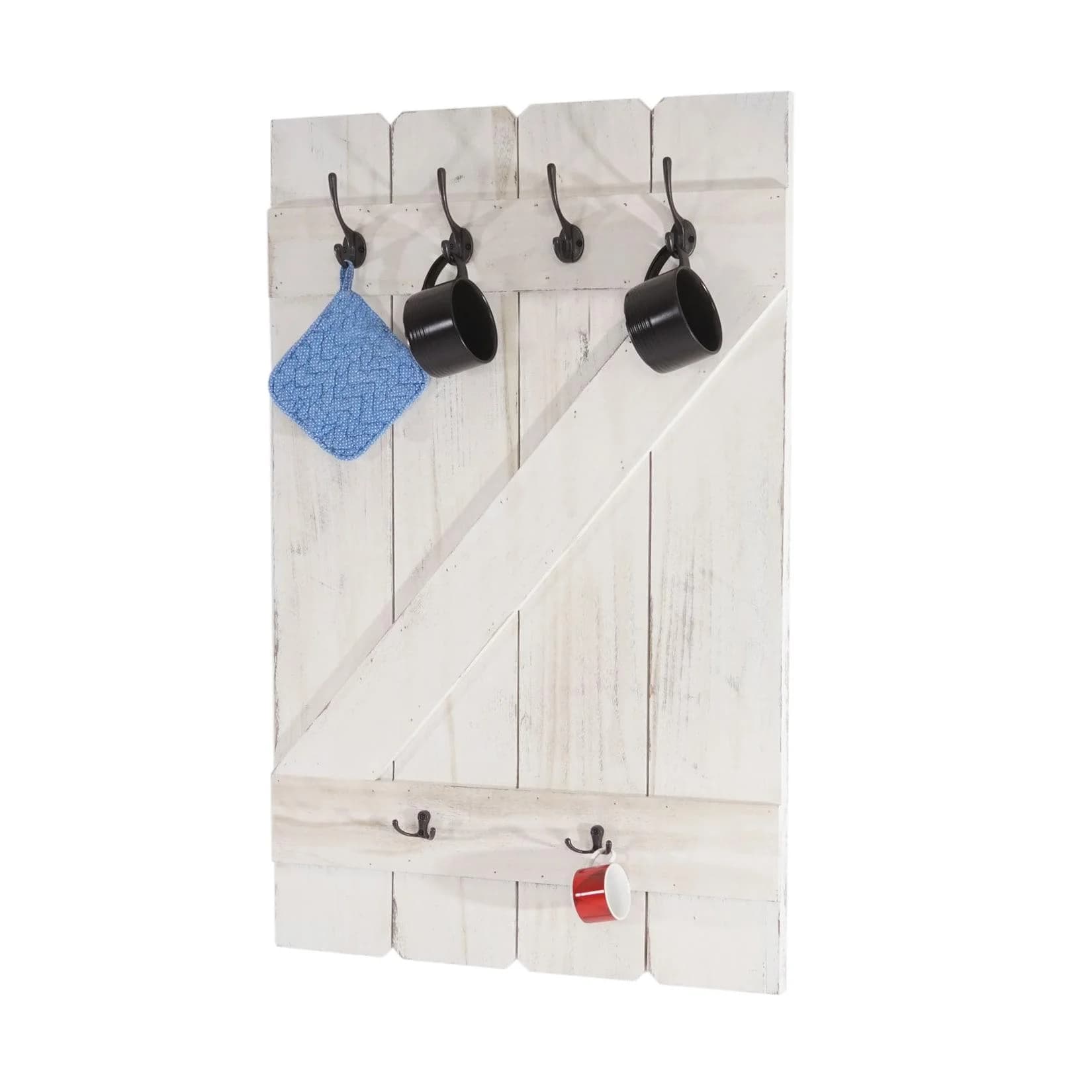 Tassenhalter MCW-D13 Wandboard 6 Haken 91x60cm Shabby-Weiß