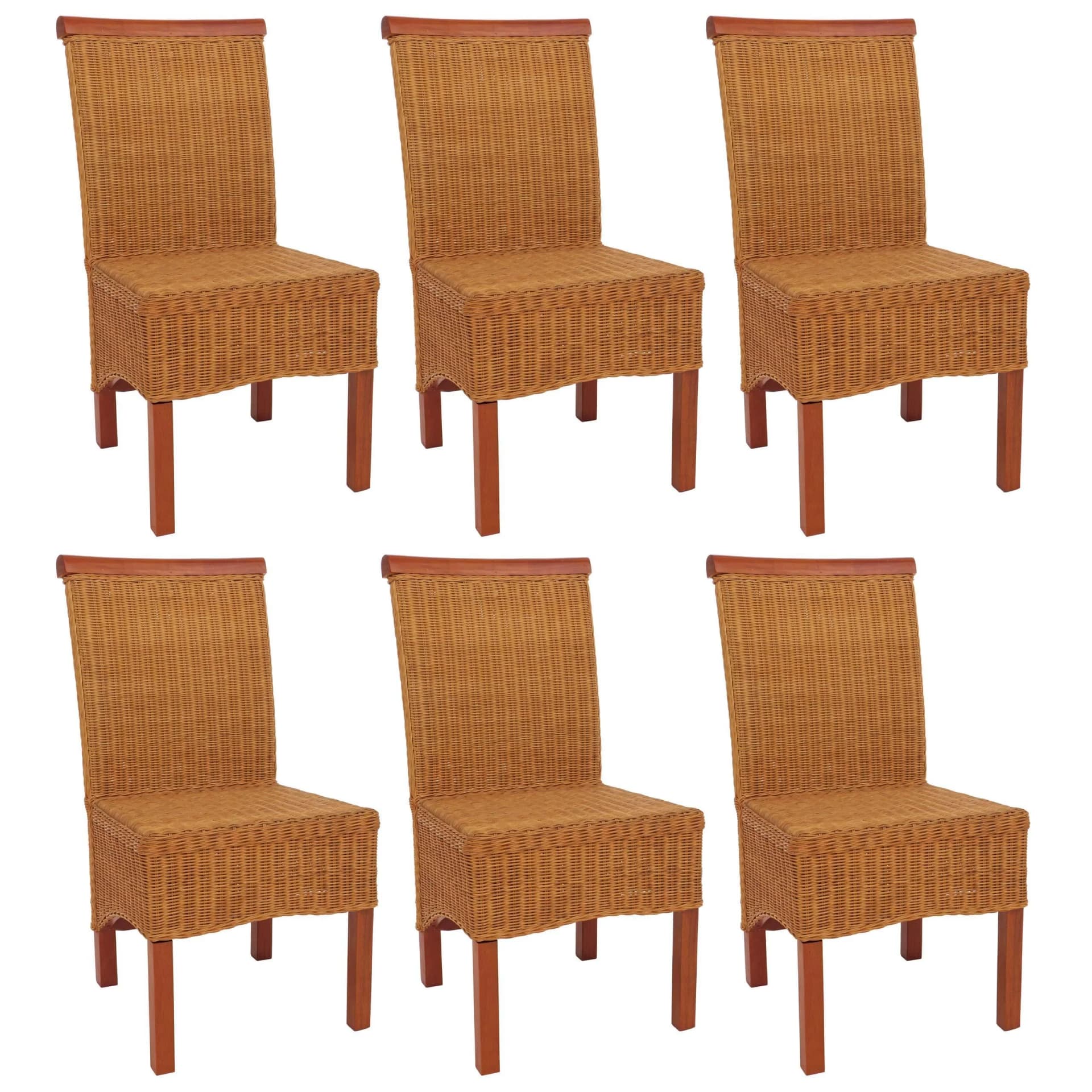 MCW 6er-Set Esszimmerstuhl Var Korbgeflecht Braun ohne Sitzkissen - Bild 2