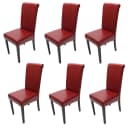 MCW 6er-Set Esszimmerstuhl Lecce II Leder Rot Dunkle Beine Bild 2
