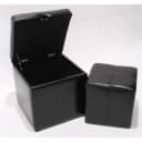 MCW 2er Set Hocker Sitzwürfel Aufbewahrungsbox Carrara Leder Schwarz Bild 1