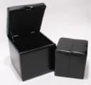 MCW 2er Set Hocker Sitzwürfel Aufbewahrungsbox Carrara Leder Schwarz Bild 2