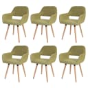 MCW 6er-Set Esszimmerstuhl Retro 50er Jahre Design Hellgrün Textil Bild 2