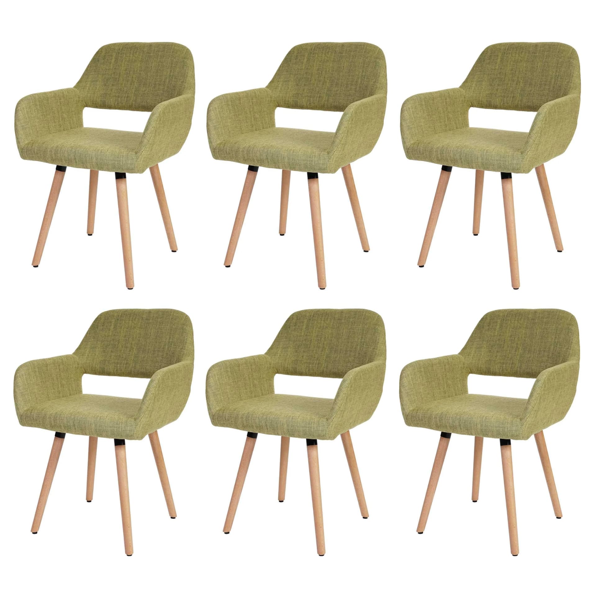 MCW 6er-Set Esszimmerstuhl Retro 50er Jahre Design Hellgrün Textil - Bild 2