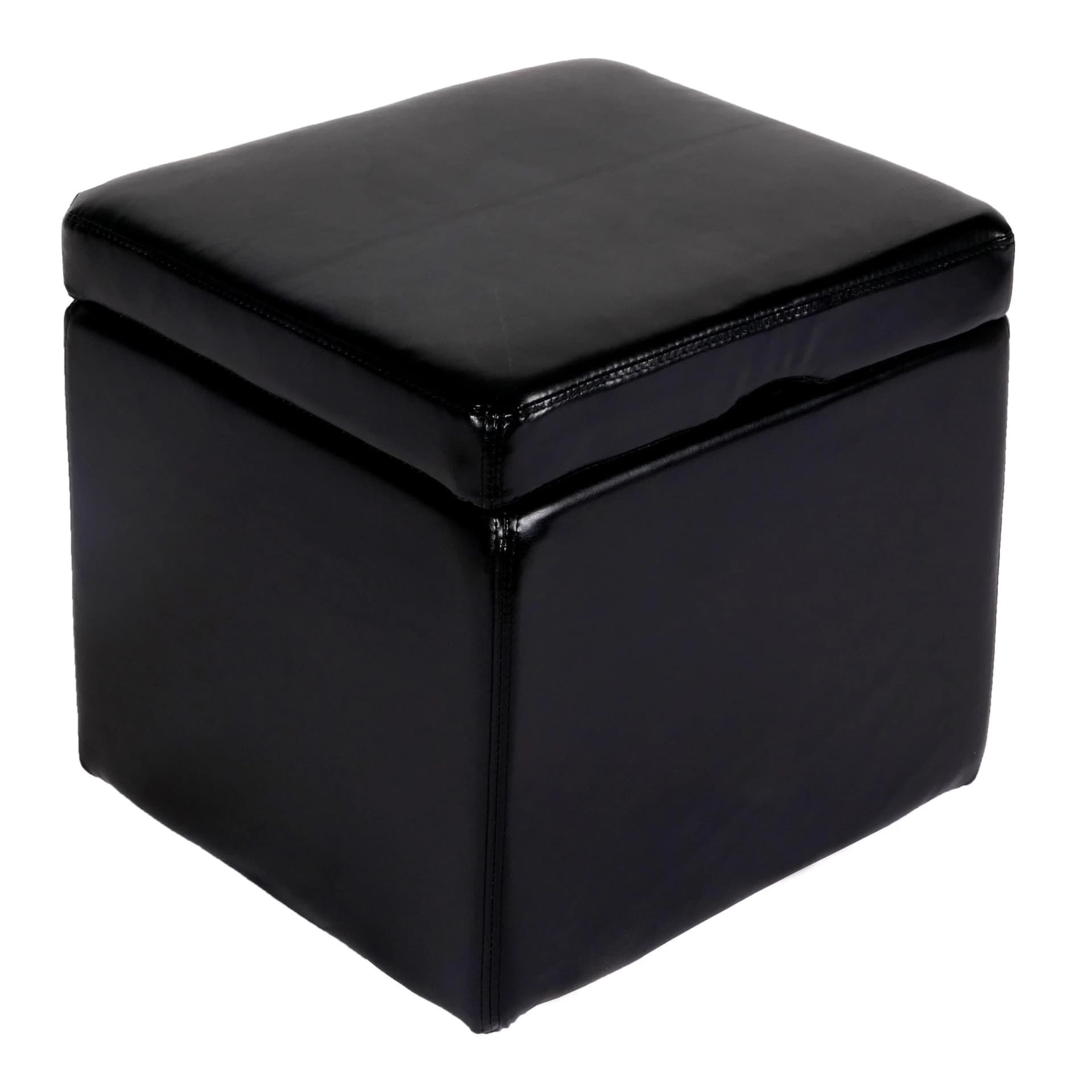 Hocker Sitzwürfel Aufbewahrungsbox Carrara Leder Kunstleder Schwarz - Bild 2