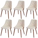 MCW 6er-Set Esszimmerstuhl Walnuss-Optik Bugholz Kunstleder Creme Bild 2
