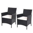 MCW 2er-Set Poly-Rattan Gartensessel Hamar Anthrazit Creme Kissen Bild 1