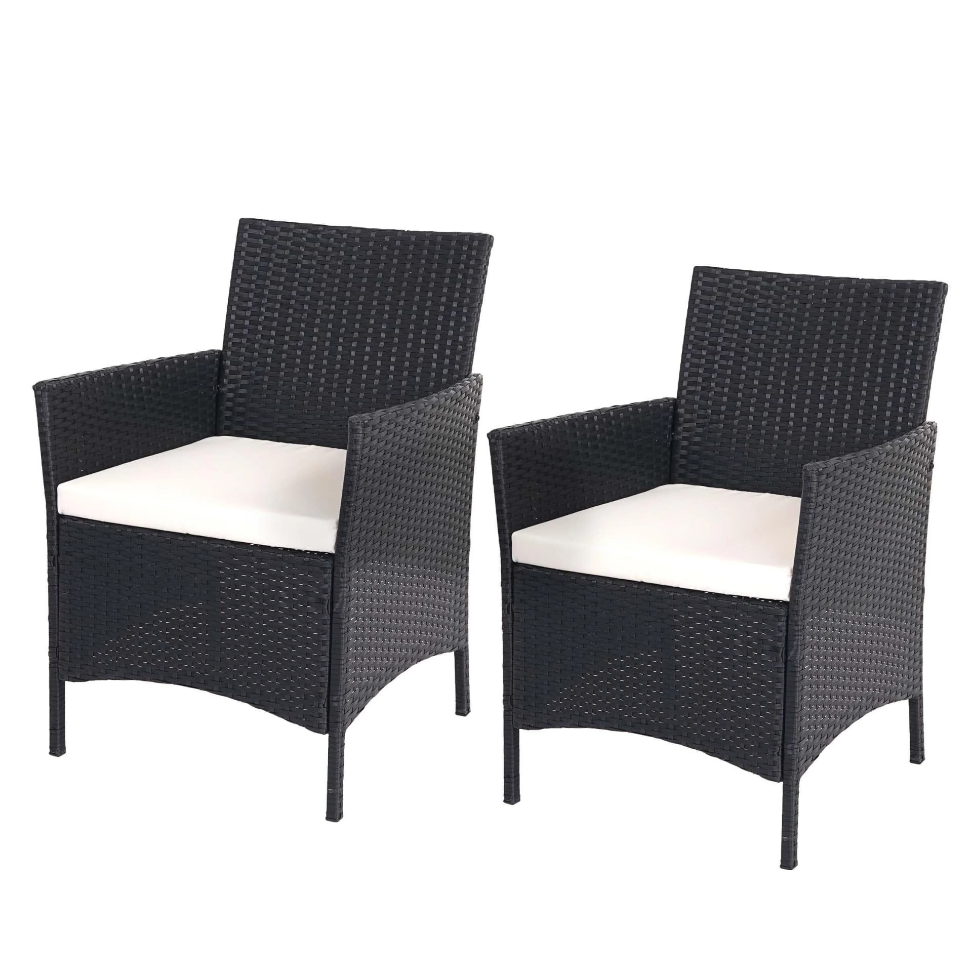 MCW 2er-Set Poly-Rattan Gartensessel Hamar Anthrazit Creme Kissen - Bild 2