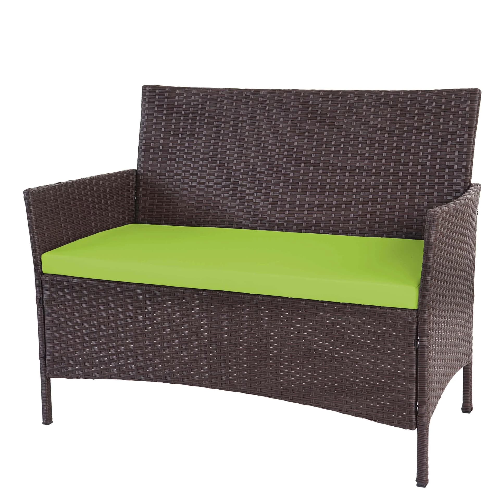 MCW Gartenbank Hamar Poly-Rattan Braun-meliert mit grünen Kissen - Bild 2