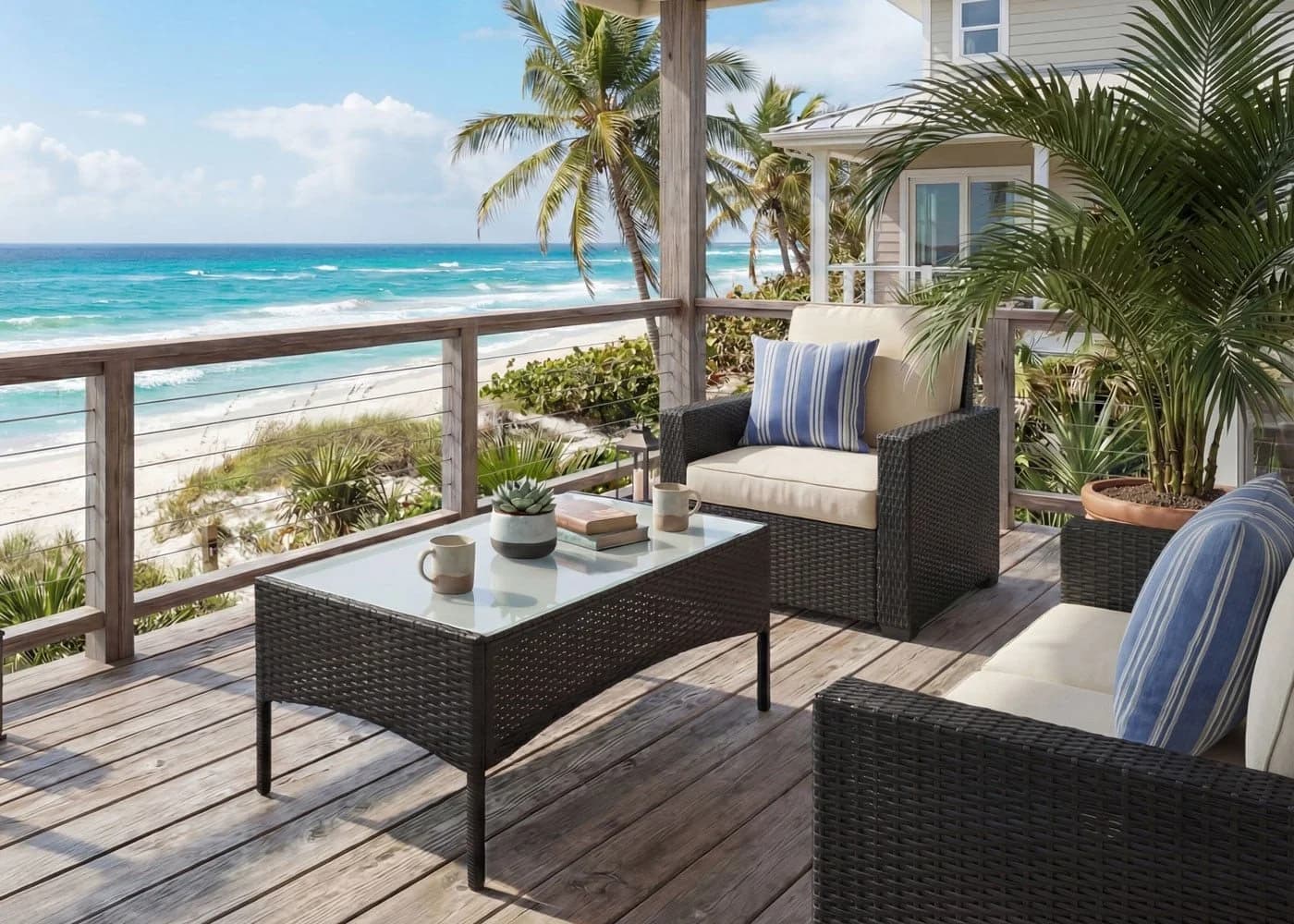 MCW Gartentisch Hamar Anthrazit Poly-Rattan mit Glasplatte - Bild 5