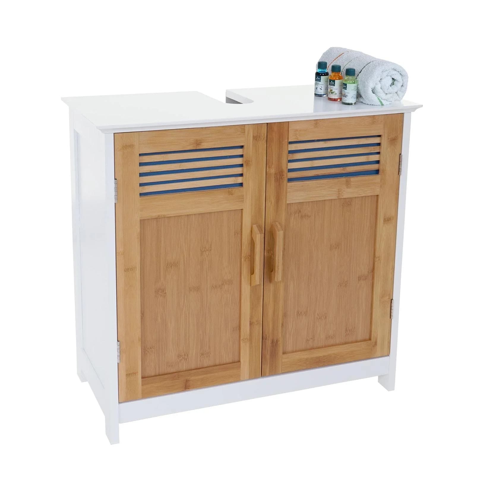 Waschbeckenunterschrank MCW-A85 Badschrank Bambus 60x60x30cm