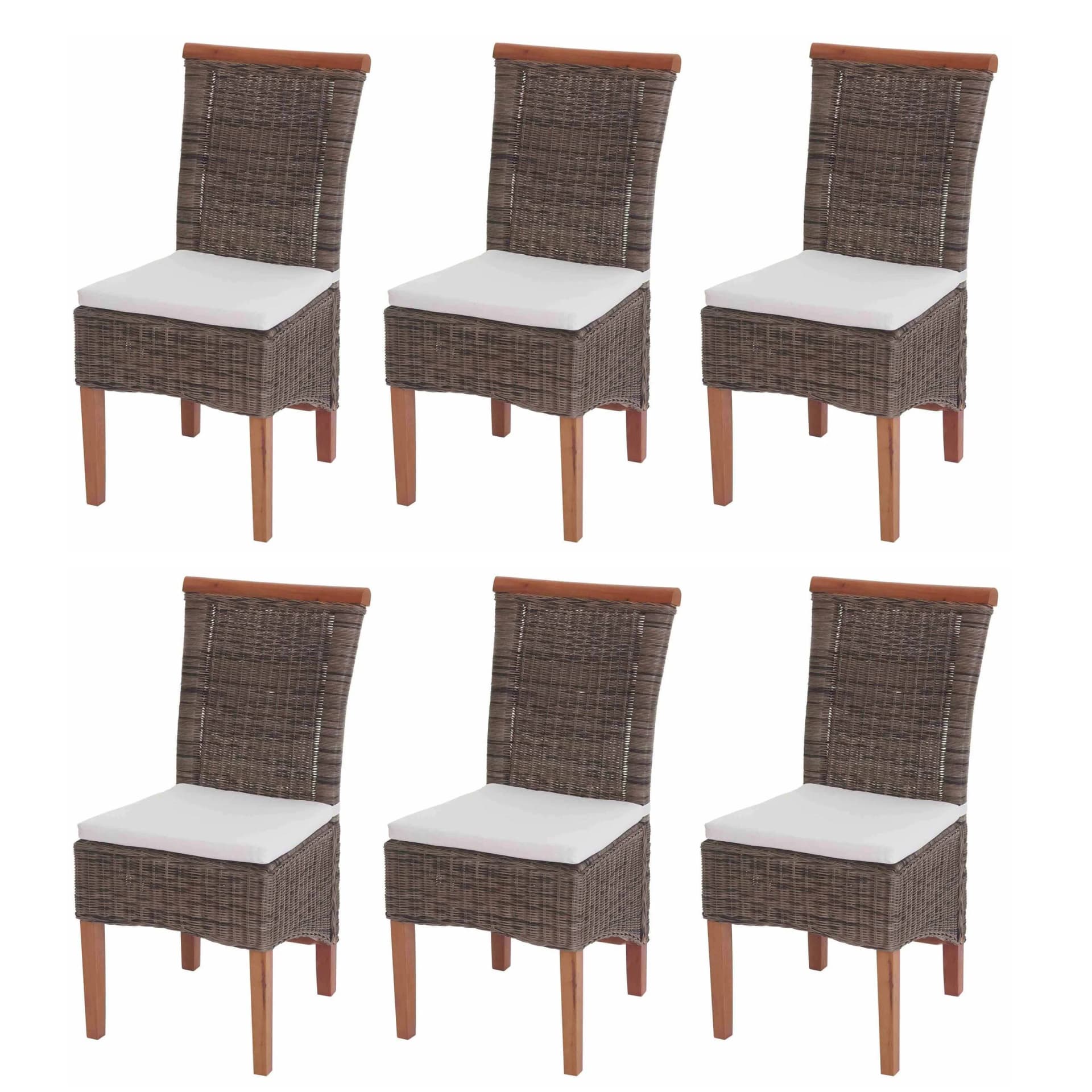 MCW 6er-Set Esszimmerstuhl Sinio Rattan mit Sitzkissen - Bild 2