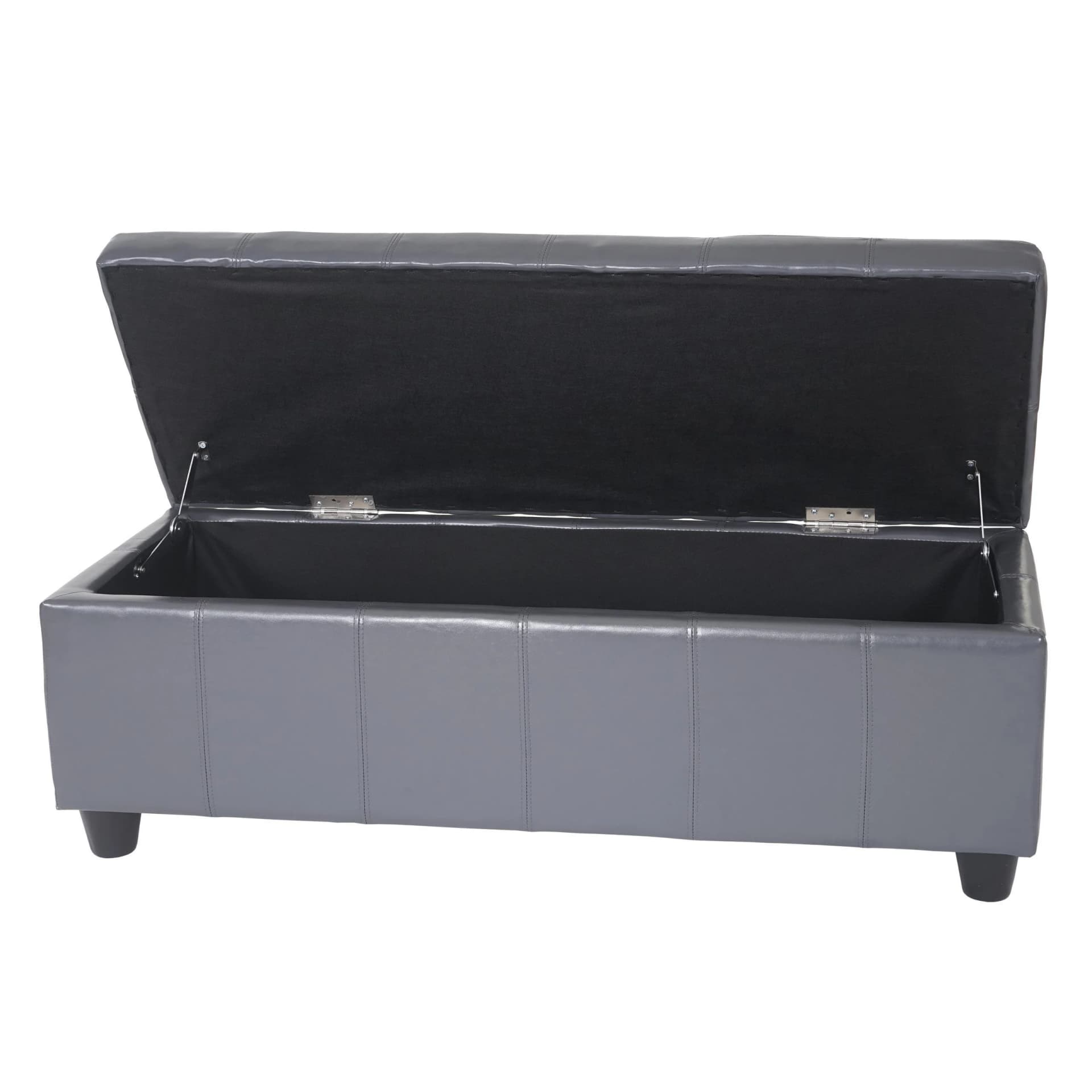 MCW Aufbewahrungs-Truhe Sitzbank Arezzo Grau Leder + Kunstleder - Bild 2