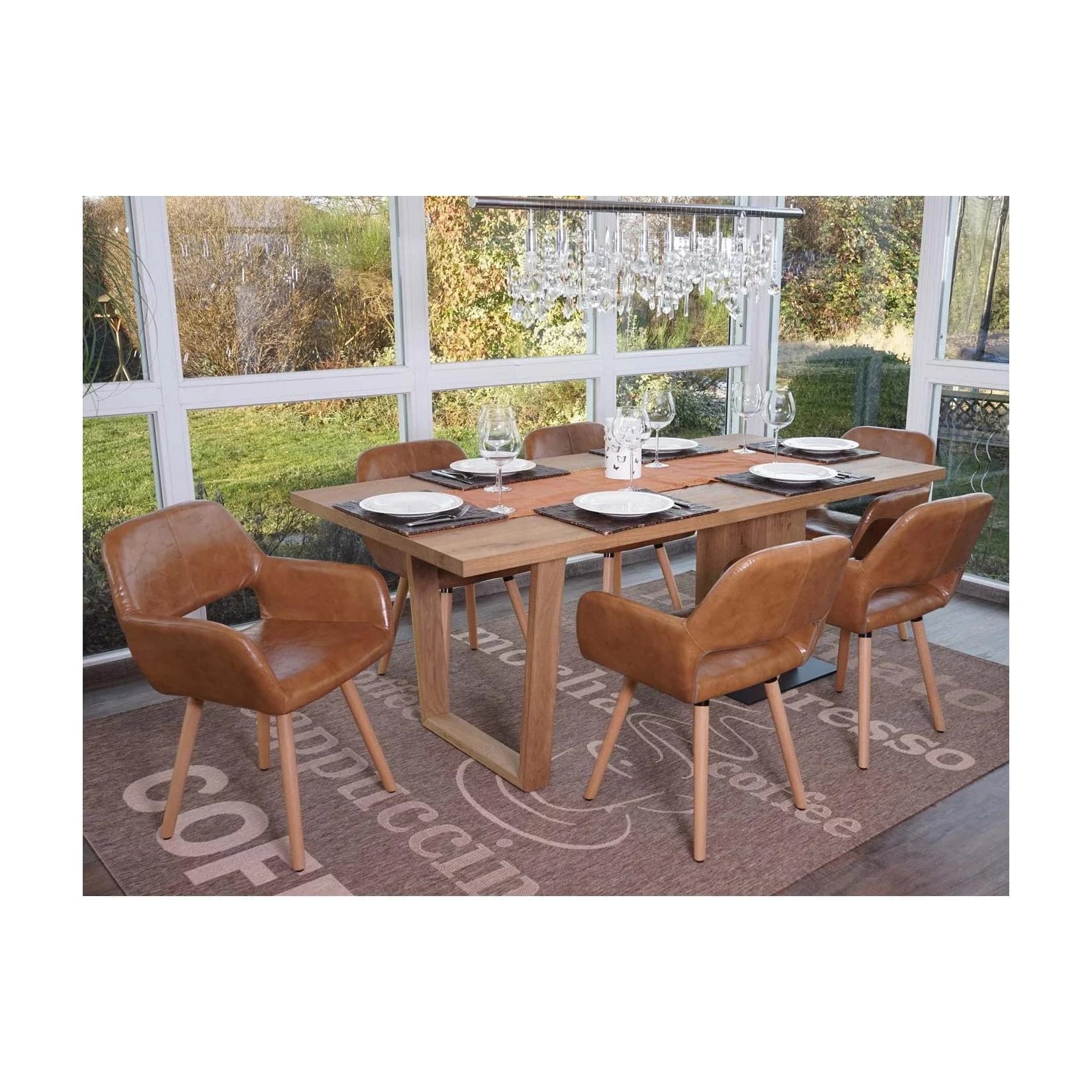 MCW 6er-Set Esszimmerstuhl Retro 50er Jahre Kunstleder Weiß