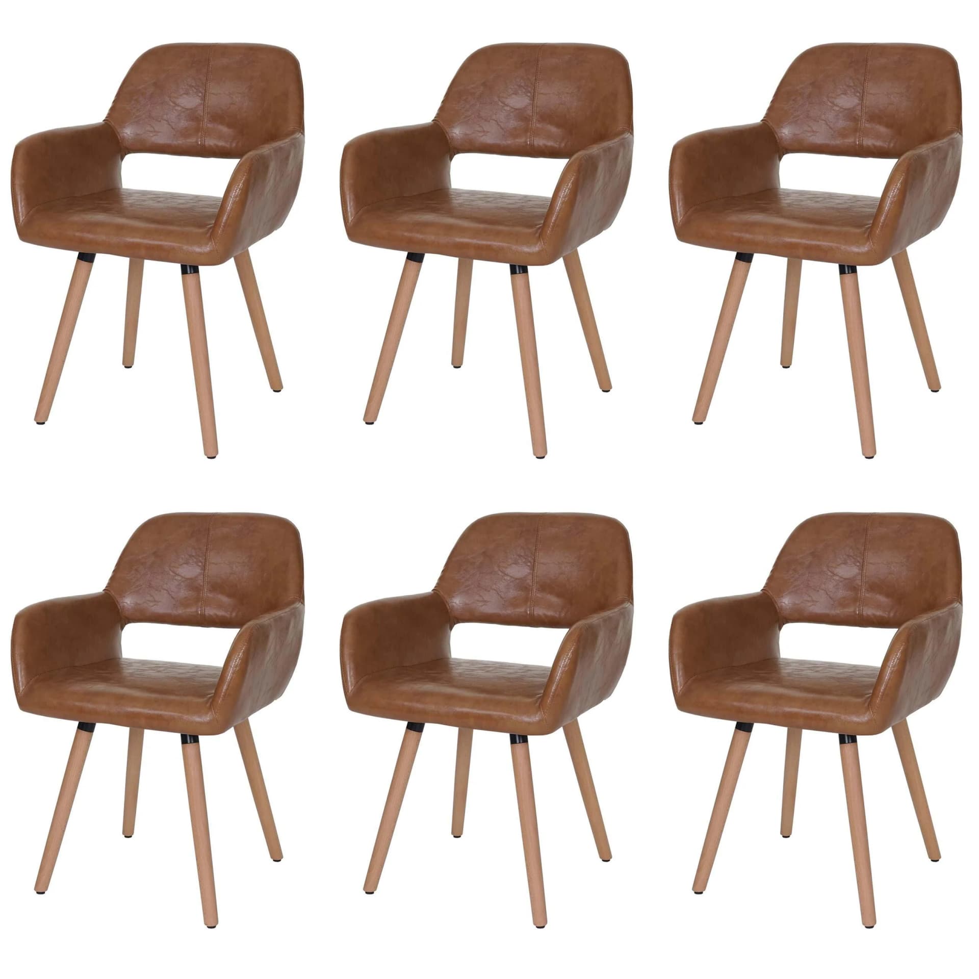 MCW 6er-Set Esszimmerstuhl Retro 50er Jahre Kunstleder Weiß - Bild 2