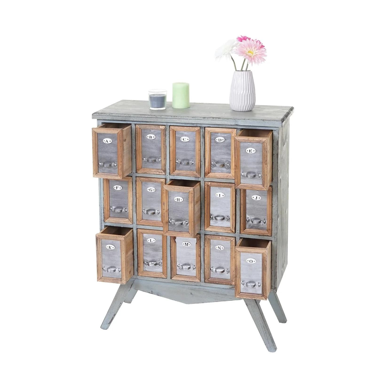 MCW Apotheker-Schrank Tanne Holz massiv Vintage Shabby-Look Kommode
