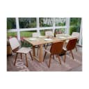 6er-Set Esszimmerstuhl MCW-B16 Holz Retro Walnussoptik Kunstleder Creme Bild 1