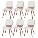 6er-Set Esszimmerstuhl MCW-B16 Holz Retro Walnussoptik Kunstleder Creme Bild 2